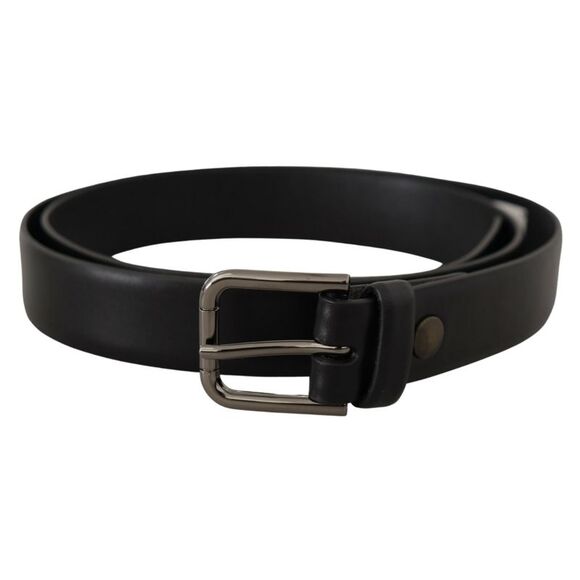 Dolce & Gabbana Black Calf Leather Classic Logo Metal Buckle Men's Belt